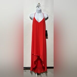 BCBGeneration Vibrant Red Maxi Dress With Lace Back Size XXS NWT‎